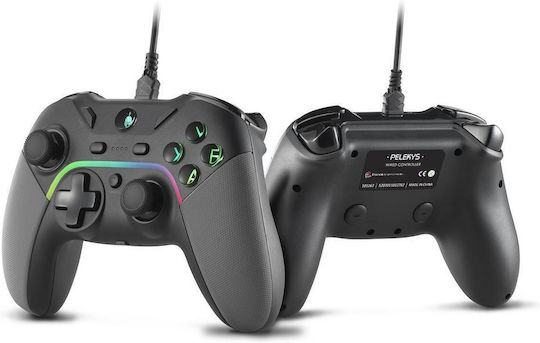 Spartan Gear Pelekys Gamepad Cu Fir Cu Stick-uri Cu Efect Hall Pentru PC PS3 Negru