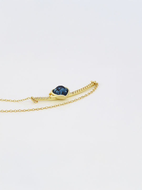 Chrysothemiss Necklace with design Heart Gold Plated with Zircon