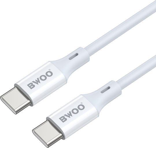 BWOO USB 2.0 Кабел USB-C Мъжки - USB-C 60W Захранване PD Бял 2м