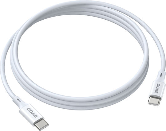 BWOO USB 2.0 Кабел USB-C Мъжки - USB-C 60W Захранване PD Бял 2м