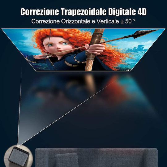 Wimius ‎WiMiUS K1 Projector LCD Full HD Λάμπας LED με Wi-Fi και Ενσωματωμένα Ηχεία