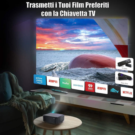 Wimius ‎WiMiUS K1 Projector LCD Full HD Λάμπας LED με Wi-Fi και Ενσωματωμένα Ηχεία