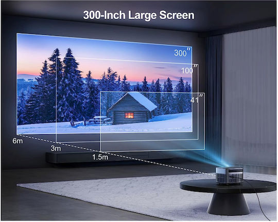 Wimius P64 Mini Projector DLP Full HD Λάμπας LED με Wi-Fi και Ενσωματωμένα Ηχεία