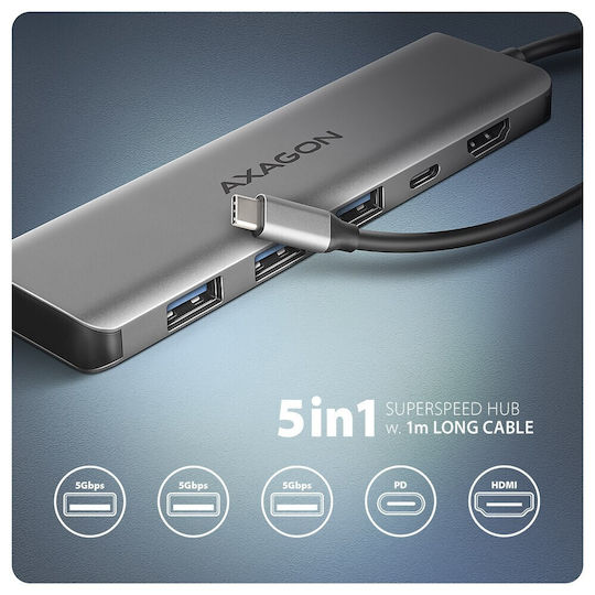 Axagon USB-C Dockingstation für Laptop mit HDMI 4K PowerDelivery Silber