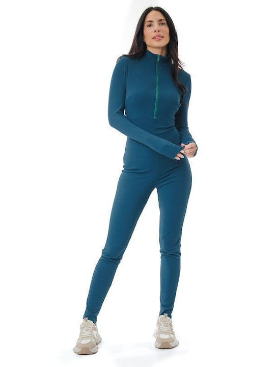 Women's Long-sleeved One-piece Suit Blue