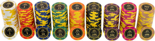 Set of 500 Poker Chips Gamefox 14g Luxury Wooden Box