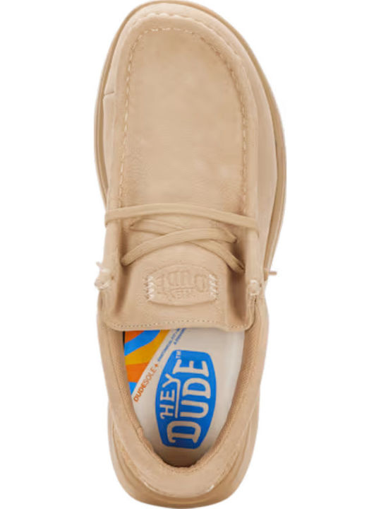 Wendy Leather Women's Moccasins in Beige Color