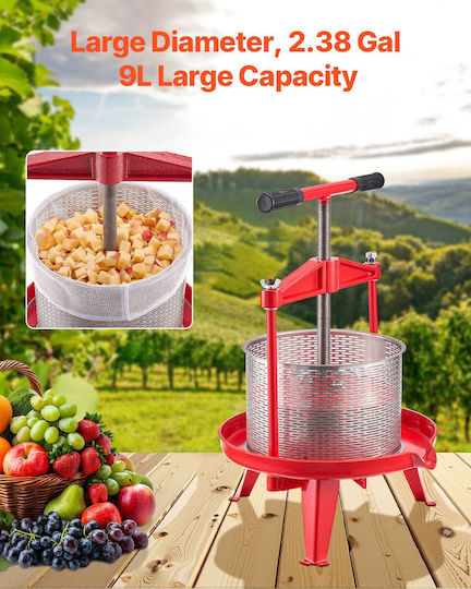 Vevor Fruit Wine Press Manual Wine Making 2.38 Gal/9L Stainless Steel