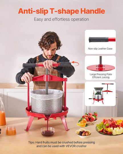 Vevor Fruit Wine Press Manual Wine Making 2.38 Gal/9L Stainless Steel