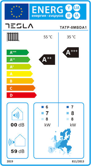Tesla Αντλία Θερμότητας 8.45kW Μονοφασική 65°C Monoblock