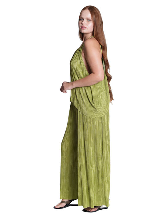 Collectiva Noir Women's Fabric Trousers Green