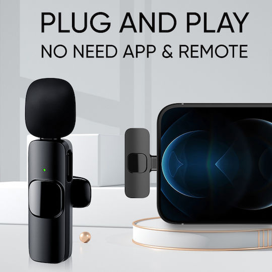 Apexel APL-MIC004 Ασύρματο Μικρόφωνο Πέτου, Clip On Δημοσιογραφικό