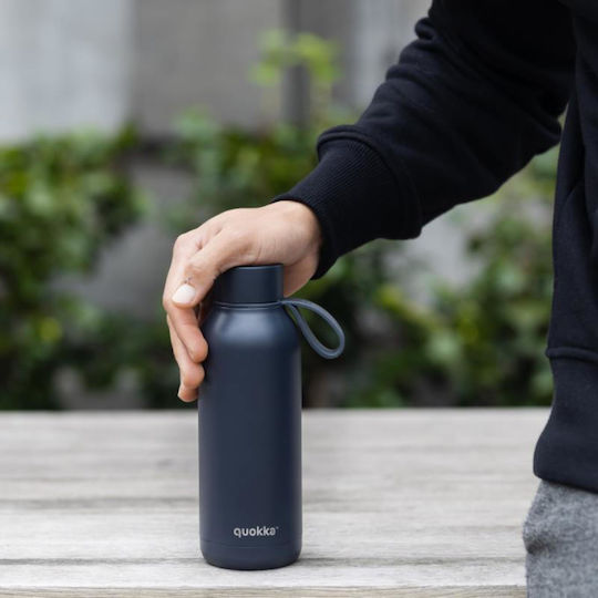 Quokka Solid Stainless Steel Thermos Bottle BPA Free 510ml Slate With Loop