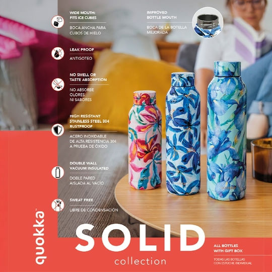 Quokka Solid Bottle Thermos Stainless Steel BPA Free 630ml Mustard with Mouthpiece