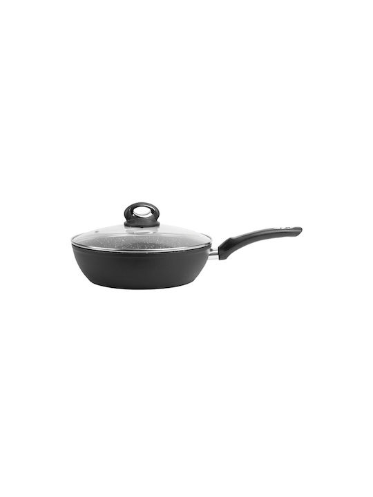 Sitram Granite Saute Pan Cast Aluminum with Lid with Stone Coating 24cm