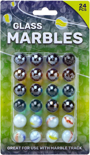 Set 48 Multicolored Glass Marbles 16 Mm