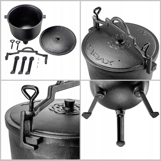 Kadax Cast Iron Hunter's Pot 10l Fire Pit Grill Roasting