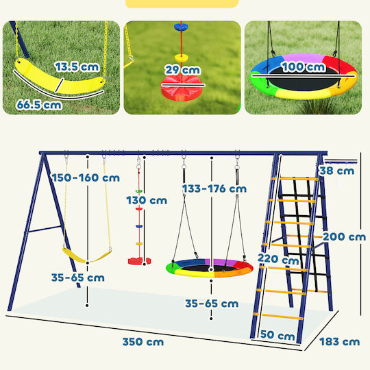 Aiyaplay Hanging Kids Swing for 3+ Years Multicolour