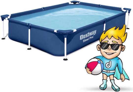 Bestway Children's PVC Swimming Pool 1200lt with Metallic Frame 221x150x43cm Blue
