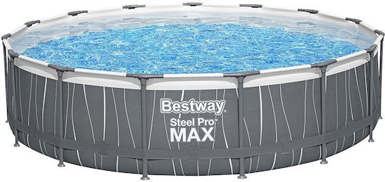 Bestway Скръгъл Басейн PVC 14.97л с Метална Рамка 457x107см Сив