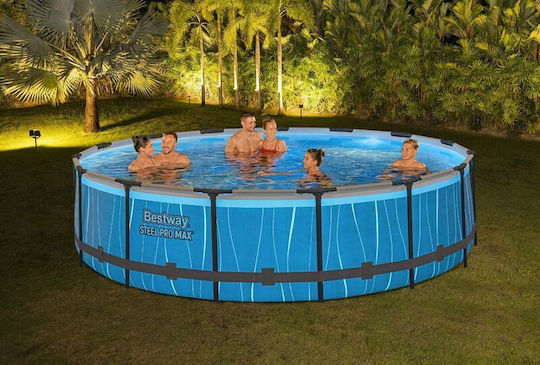 Bestway Скръгъл Басейн PVC 14.97л с Метална Рамка 457x107см Сив