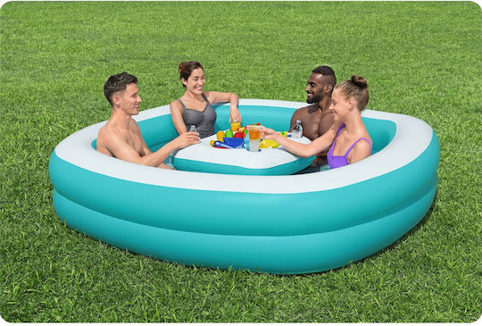 Bestway Square PVC Swimming Pool 737lt Inflatable 218x218x48cm Turquoise