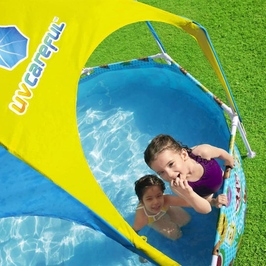 Bestway Детски Кръгъл Басейн PVC 1688л с Метална Рамка 244x51см Оранжев
