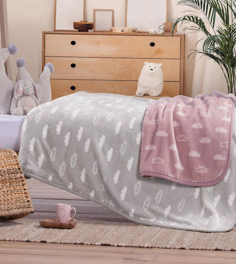 Nef-Nef Homeware Blanket Nursery Swaddling Blankets Clouds Velvet Gray 75x100cm
