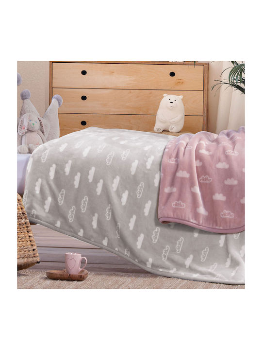 Nef-Nef Homeware Blanket Nursery Swaddling Blankets Clouds Velvet Gray 75x100cm