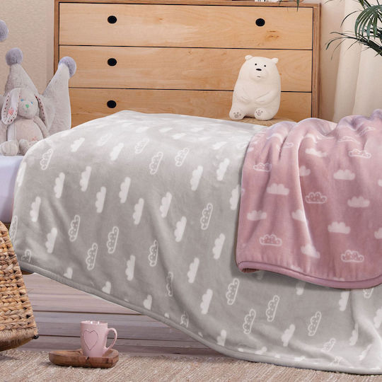 Nef-Nef Homeware Blanket Nursery Swaddling Blankets Clouds Velvet Gray 75x100cm