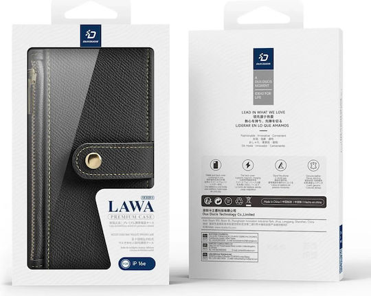 Dux Ducis Lawa Wallet Piele / Silicon Negru (iPhone 17e / 16e)