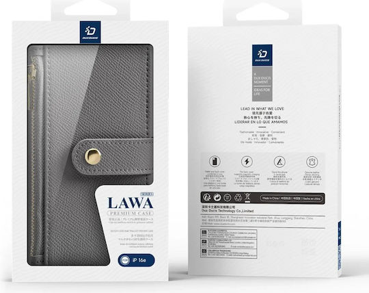 Dux Ducis Lawa Wallet Leather Silicone Gray iPhone 17e / 16e