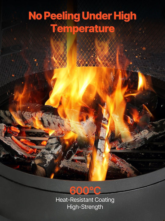 Vevor 20 In Chiminea Outdoor Wood Burning Firepit Grill Mesh & Chimney Coat