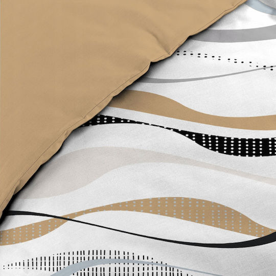Douceur d'Intérieur Natura Baumwolle Bettbezug Set 240x220cm Übergröße mit 2 Natura Kissenbezügen