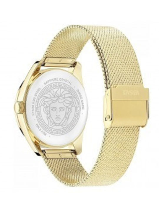 Versace V-circle Lady Γυναικείο Ρολόι 36mm Μπαταρίας με Χρυσό Μεταλλικό Μπρασελέ
