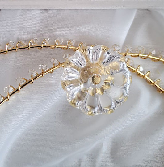 Luxury Wedding Crown Case Ivory-Gold Crystal Image, 30x30cm Glass