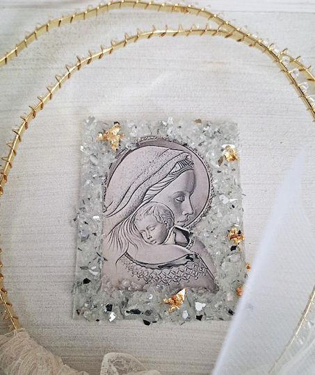 Luxury Wedding Crown Case Ivory-Gold Crystal Image, 30x30cm Glass