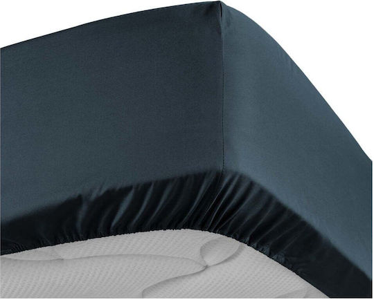 Douceur d'Intérieur Σεντόνι Υπέρδιπλο με Λάστιχο 160x200εκ. Night Blue