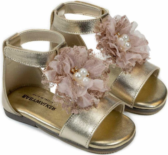 Babywalker Taufschuhe aus Leder in Gold-Rosa