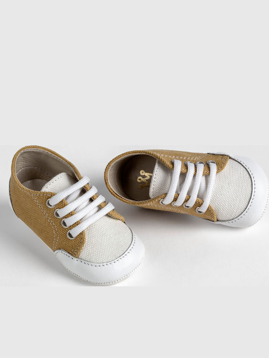 Ever Kid Βαπτιστικά Δερμάτινα Sneakers Αγκαλιάς Κίτρινα