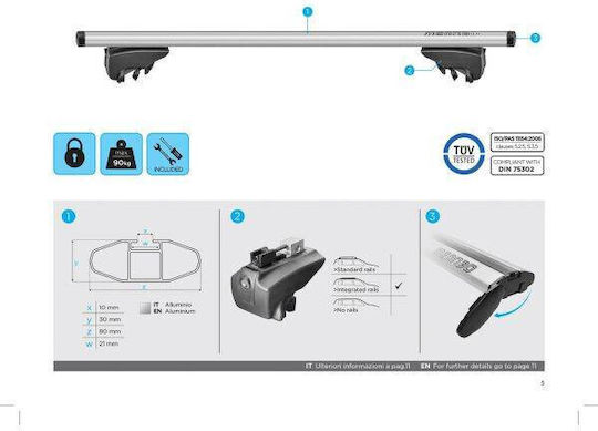 Menabo Lince Silber XL Querstangen Dachträger Hyundai Ix35 Geschweißte Stange 2010-2013