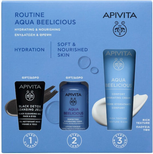 Apivita Routine Aqua Beelicious Hautpflegeset für Feuchtigkeitsspendend 3Stück