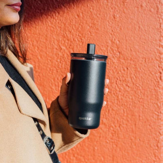 Quokka Glass Thermos Stainless Steel BPA Free 720ml Black with Straw
