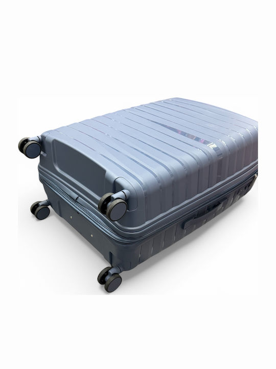 Olia Home Großer Reise Koffer Grau Blau mit 4 Rädern Höhe 85cm