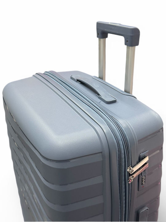 Olia Home Großer Reise Koffer Grau Blau mit 4 Rädern Höhe 85cm