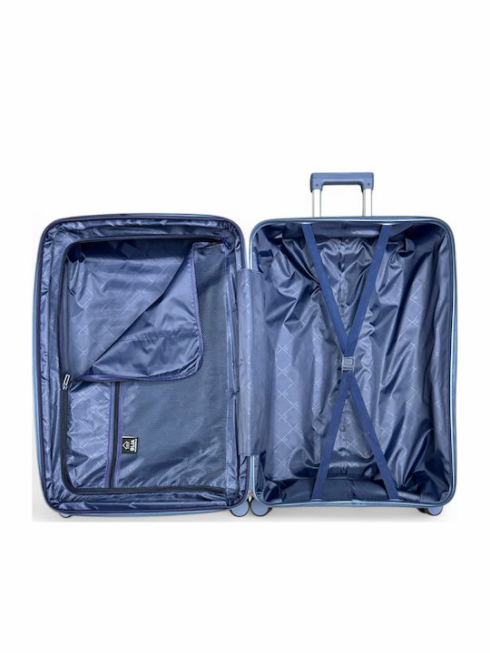Olia Home Großer Reise Koffer Grau Blau mit 4 Rädern Höhe 85cm