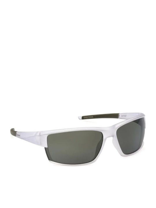 Timberland Unisex Sunglasses with White Plastic Frame and Green Mirror Lens TB9308 26R