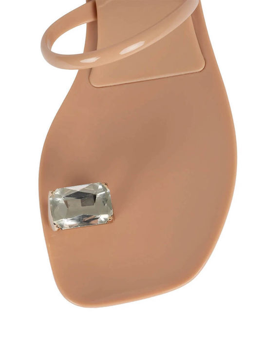Women's Flat Sandals in Beige Color