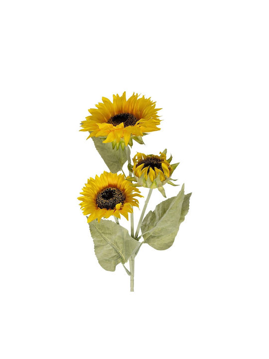 Globostar Artificial Garden Yellow Sunflower Branch 21380 Decorative Artificial Yellow Sunflower Branch Y90cm