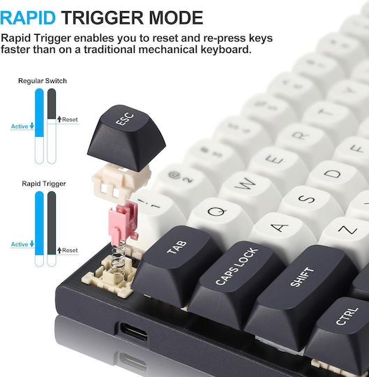 Redragon K701 Gaming Mechanical Keyboard 60% with Magnetic switches and RGB lighting (English US) White